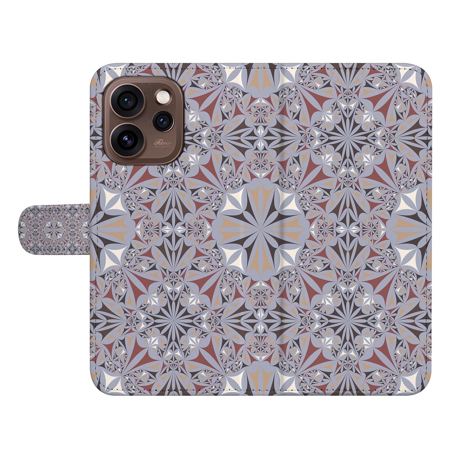 Bookcase hoesje OPPO Reno15 Pro Flower Tiles met gesloten klep, vooraanzicht