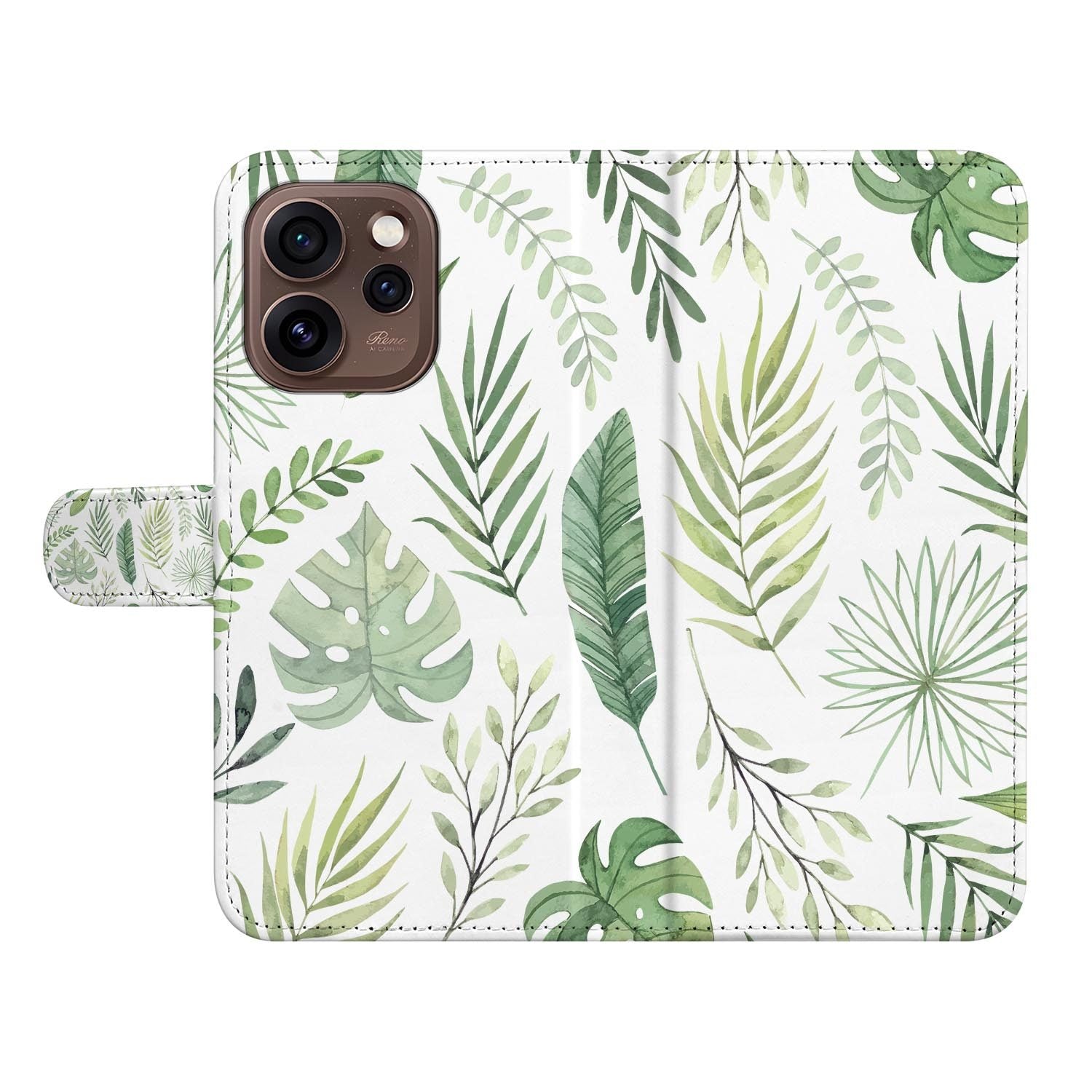 Bookcase hoesje OPPO Reno15 Pro Leaves achterzijde met camera-uitsparing