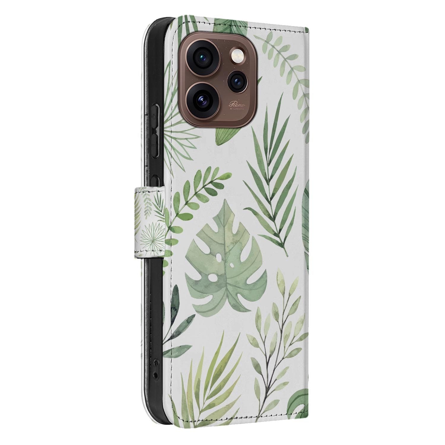 Bookcase hoesje OPPO Reno15 Pro Leaves met gesloten klep, vooraanzicht
