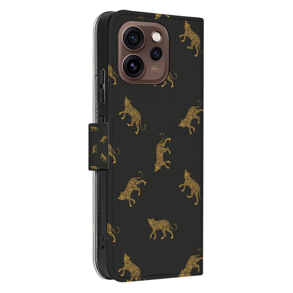 Book case hoesje OPPO Reno15 Pro Leopards close-up van de kunstleren klep