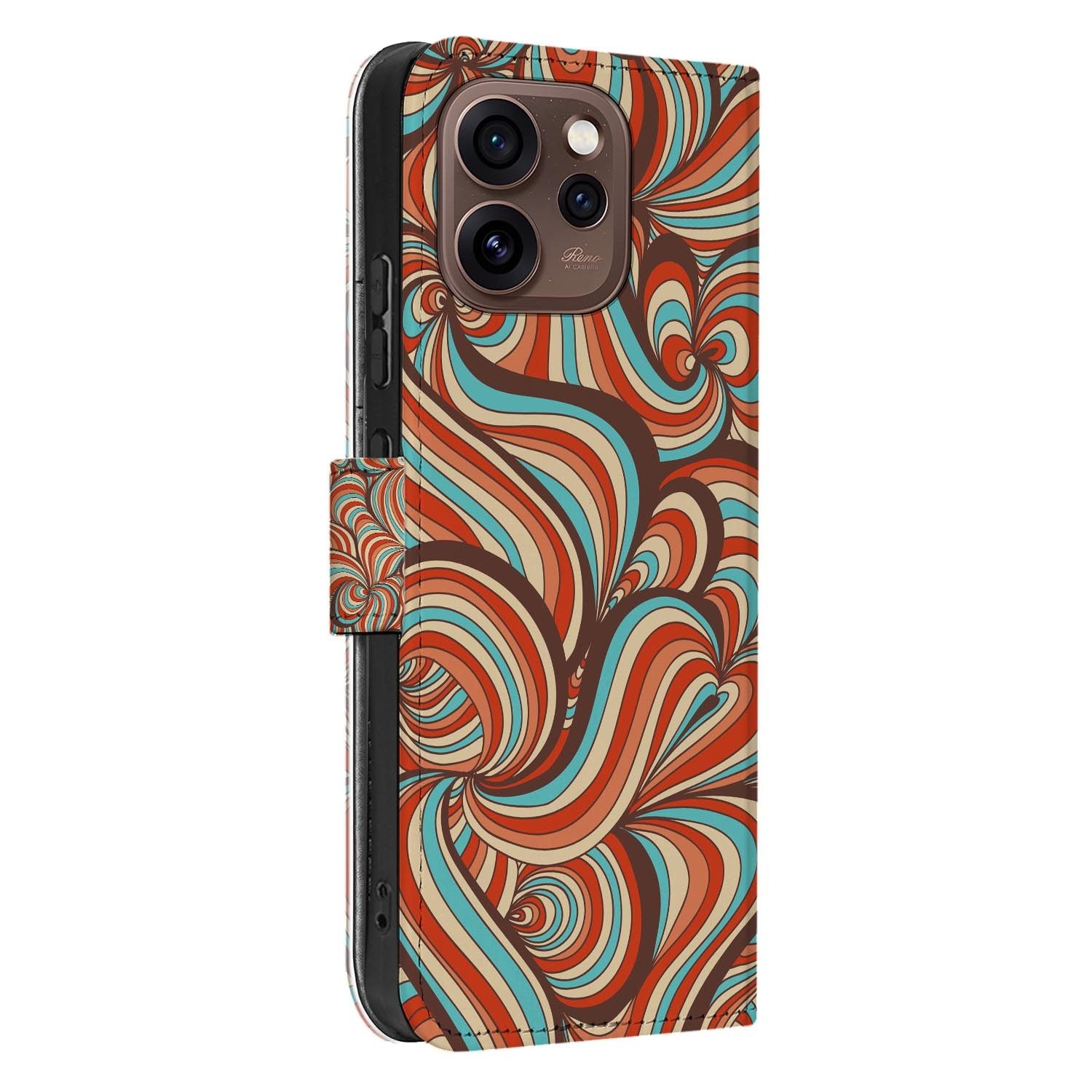 Book case hoesje OPPO Reno15 Pro Retro met gesloten klep, vooraanzicht