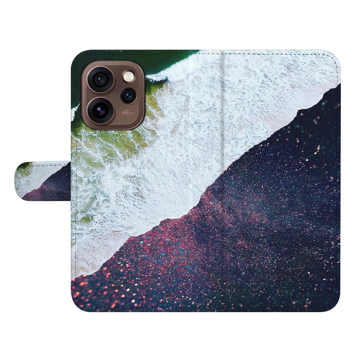 Portemonnee hoesje OPPO Reno15 Pro Sea in Space met gesloten klep, vooraanzicht