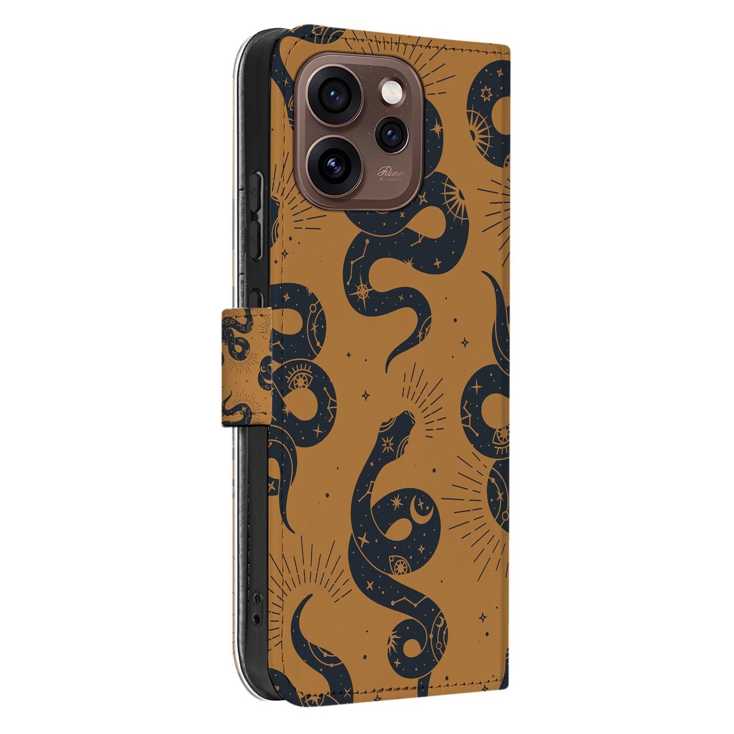 Wallet hoesje OPPO Reno15 Pro Snakes met gesloten klep, vooraanzicht