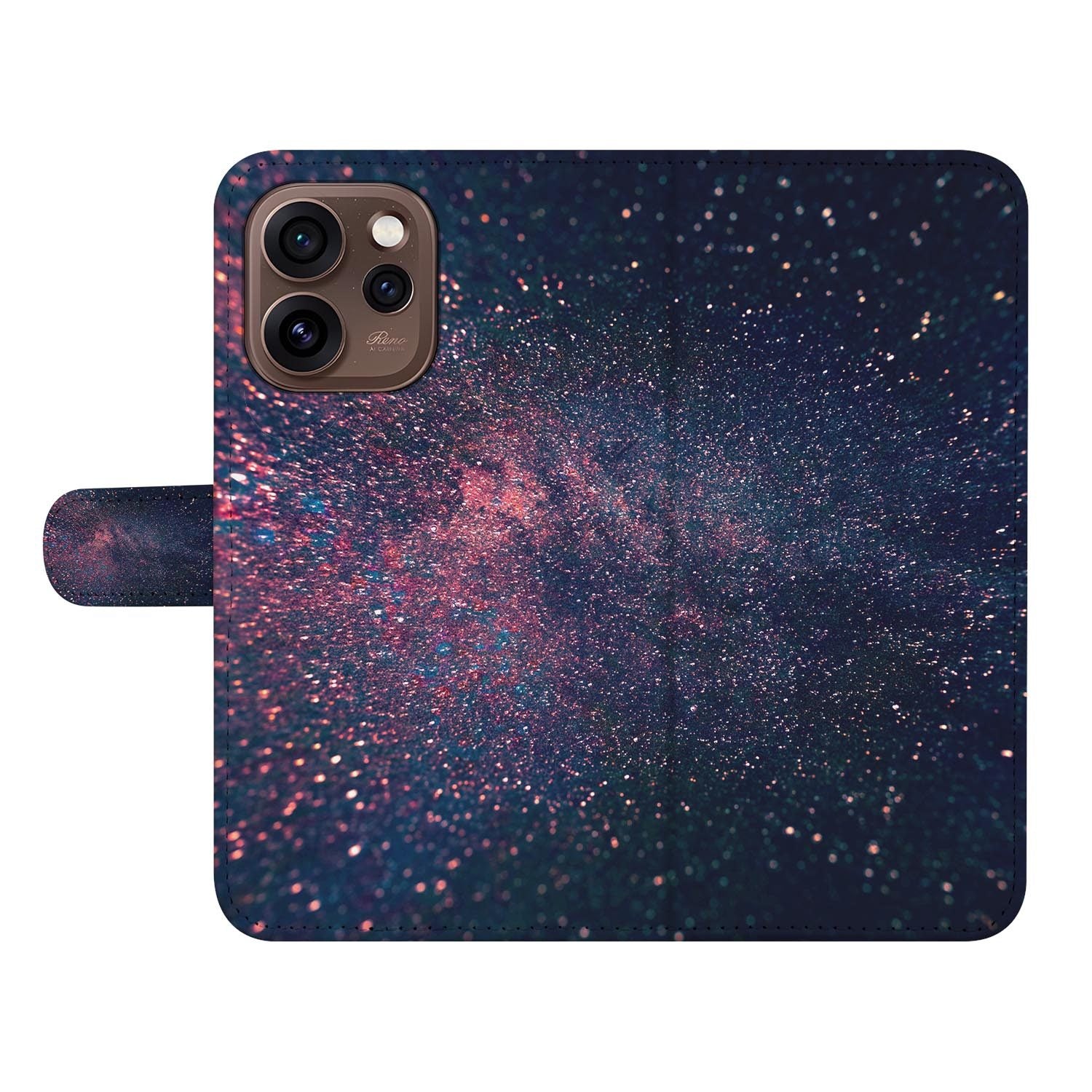 Wallet hoesje OPPO Reno15 Pro Stars opengeklapt met pasjesvakken zichtbaar