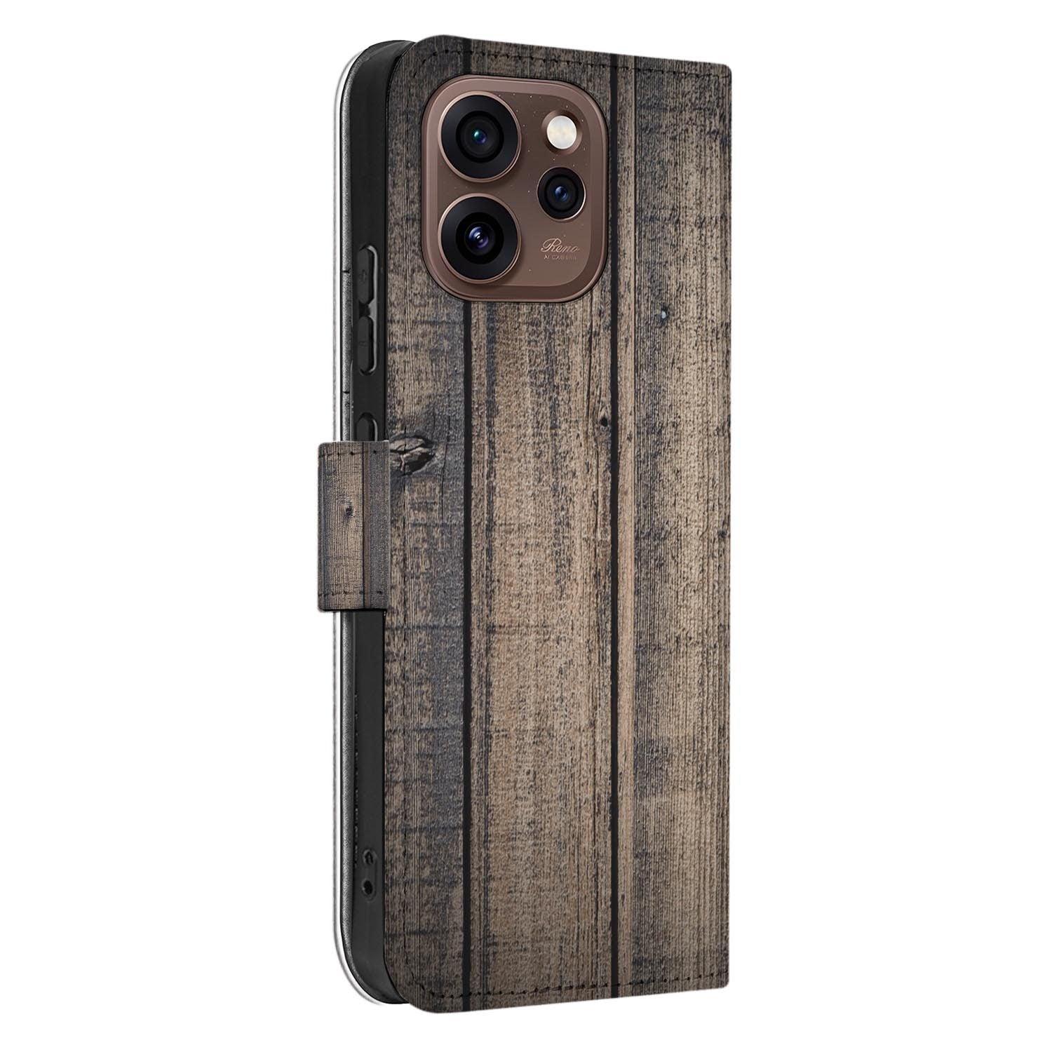 Hoesje met pasjeshouder OPPO Reno15 Pro Steigerhout achterzijde met camera-uitsparing