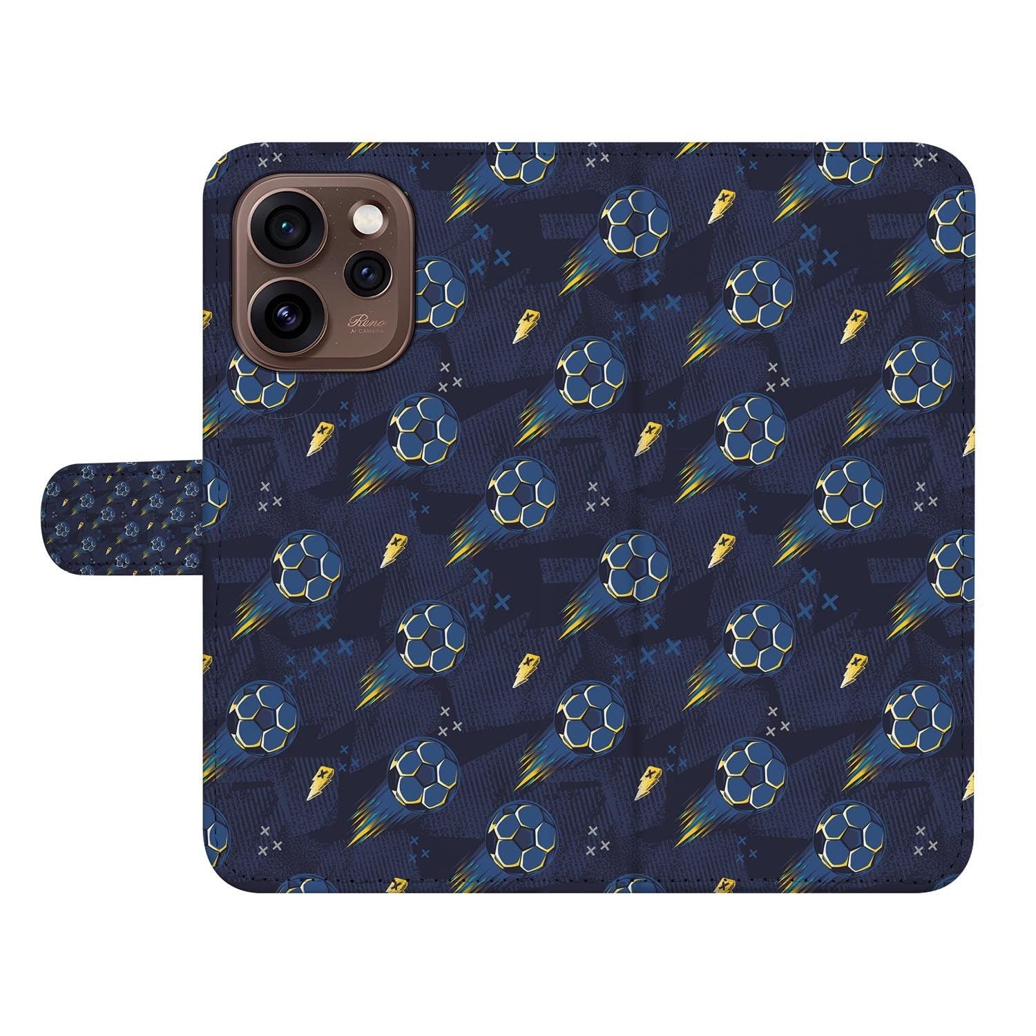 Hoesje met pasjeshouder OPPO Reno15 Pro Voetbal met gesloten klep, vooraanzicht