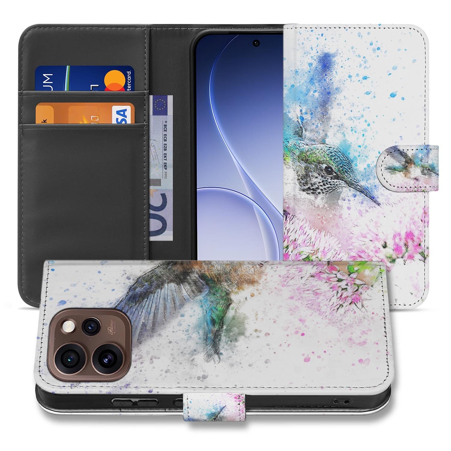 Bookcase hoesje OPPO Reno15 Pro Vogel zijaanzicht met magneetsluiting