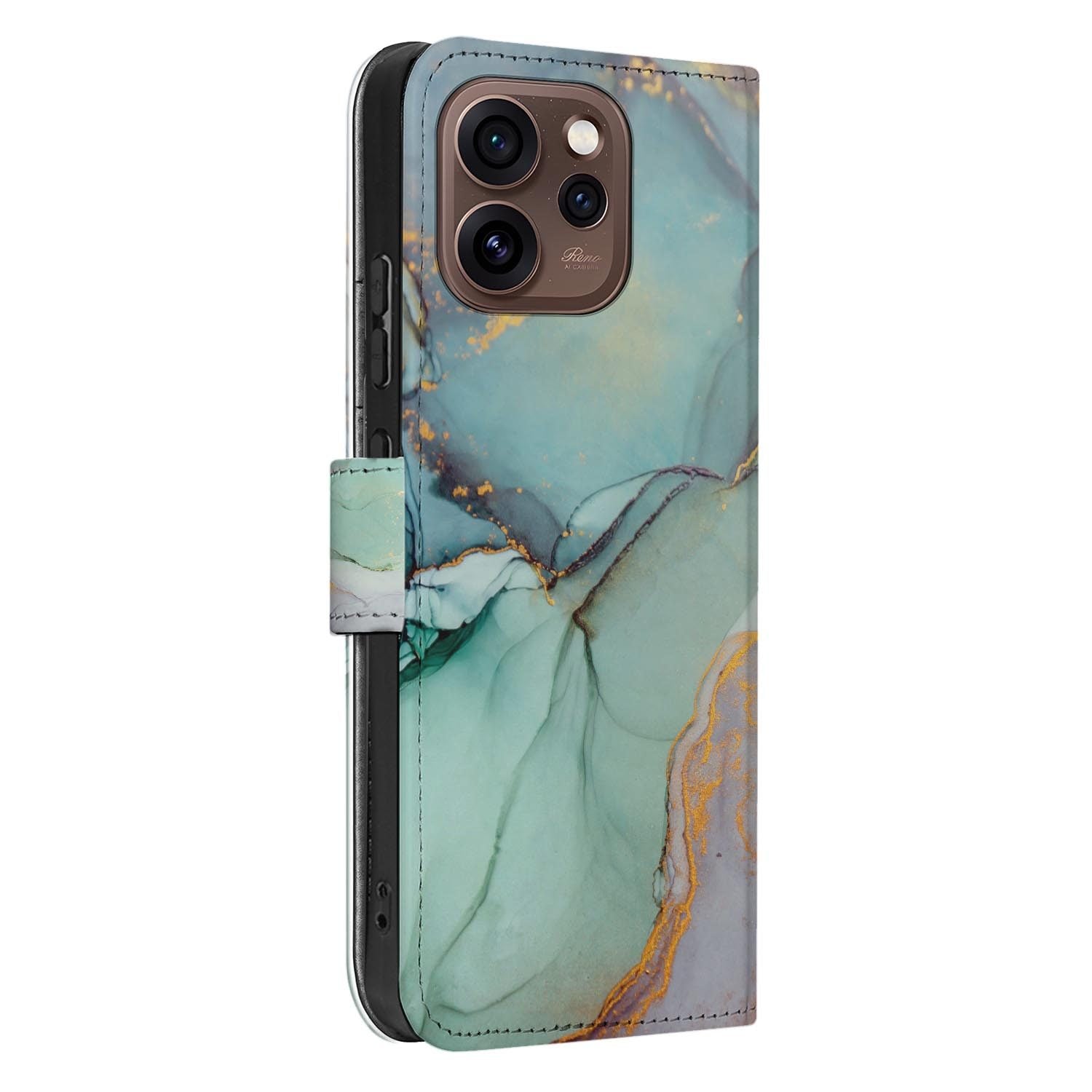 Portemonnee hoesje OPPO Reno15 Pro Watercolor Mix schuin aanzicht van de klep