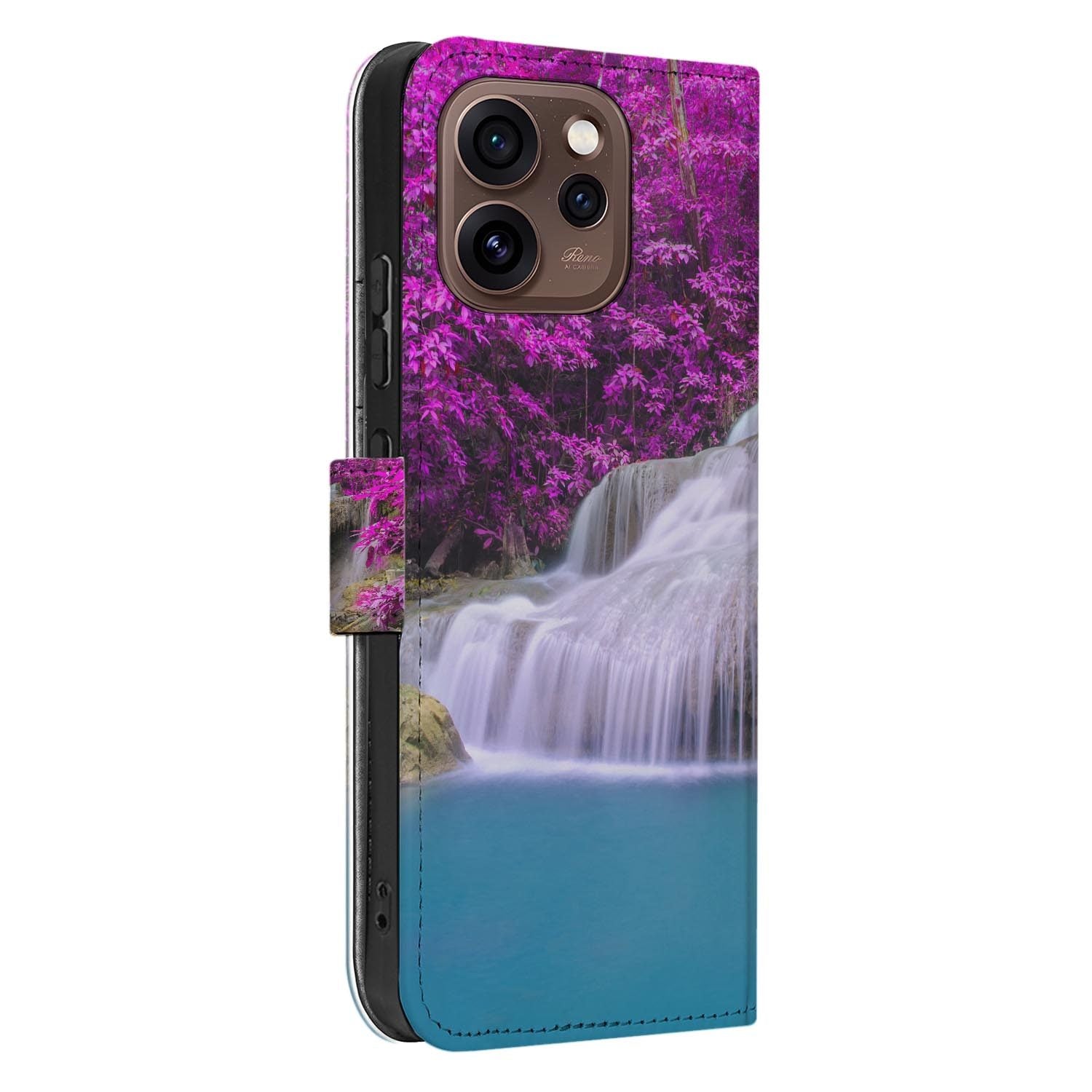 Wallet hoesje OPPO Reno15 Pro Waterval zijaanzicht met magneetsluiting