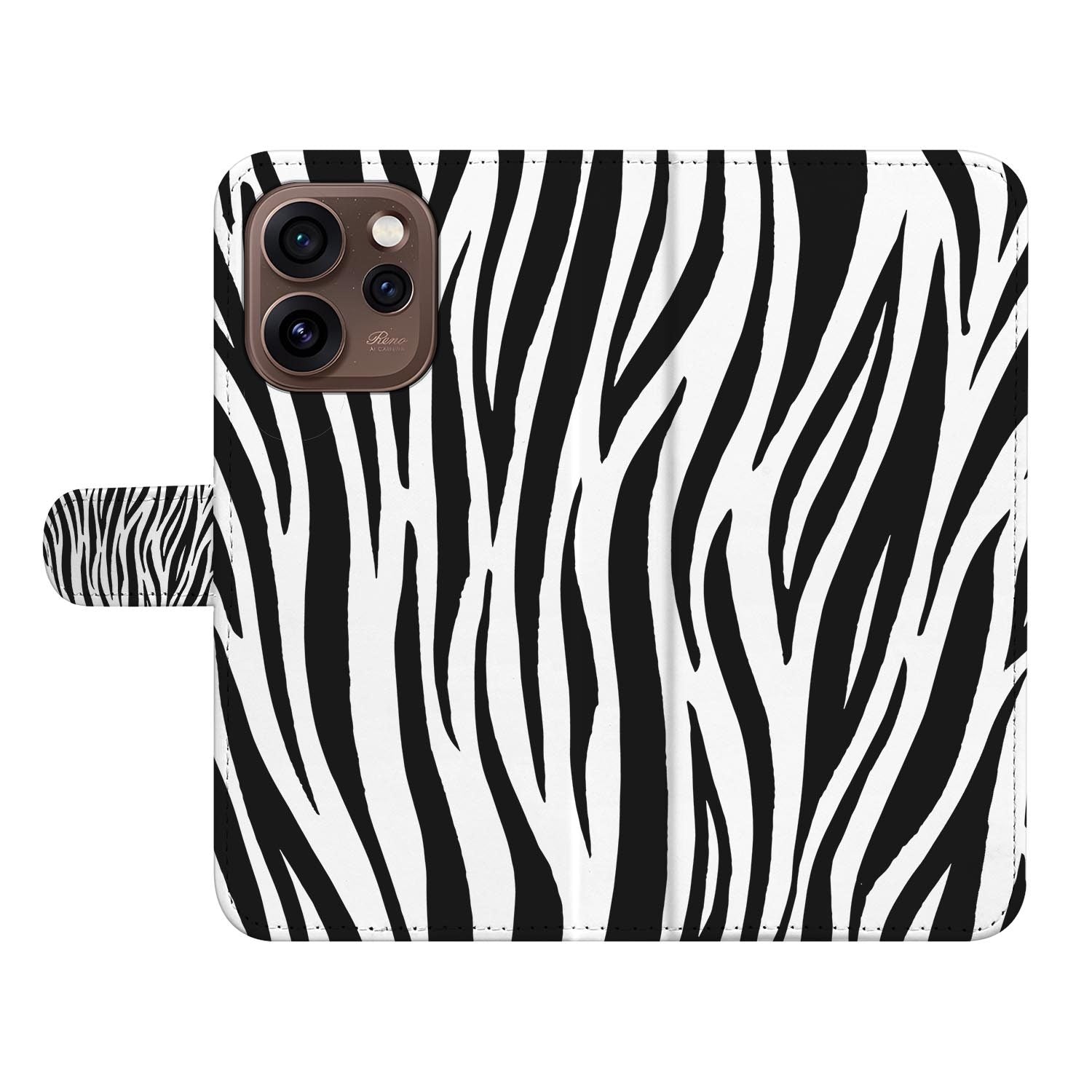 Wallet hoesje OPPO Reno15 Pro Zebra achterzijde met camera-uitsparing