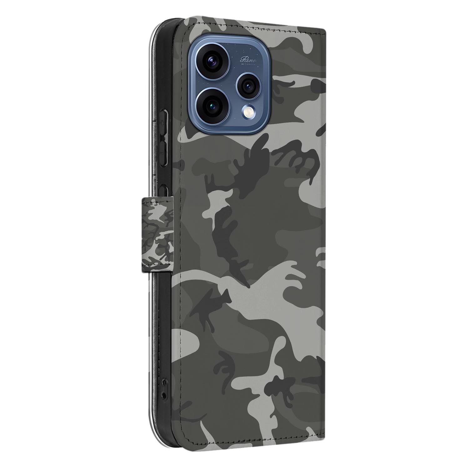 OPPO Reno15 boekhoesje Camouflage Licht â zijkant met magneetsluiting