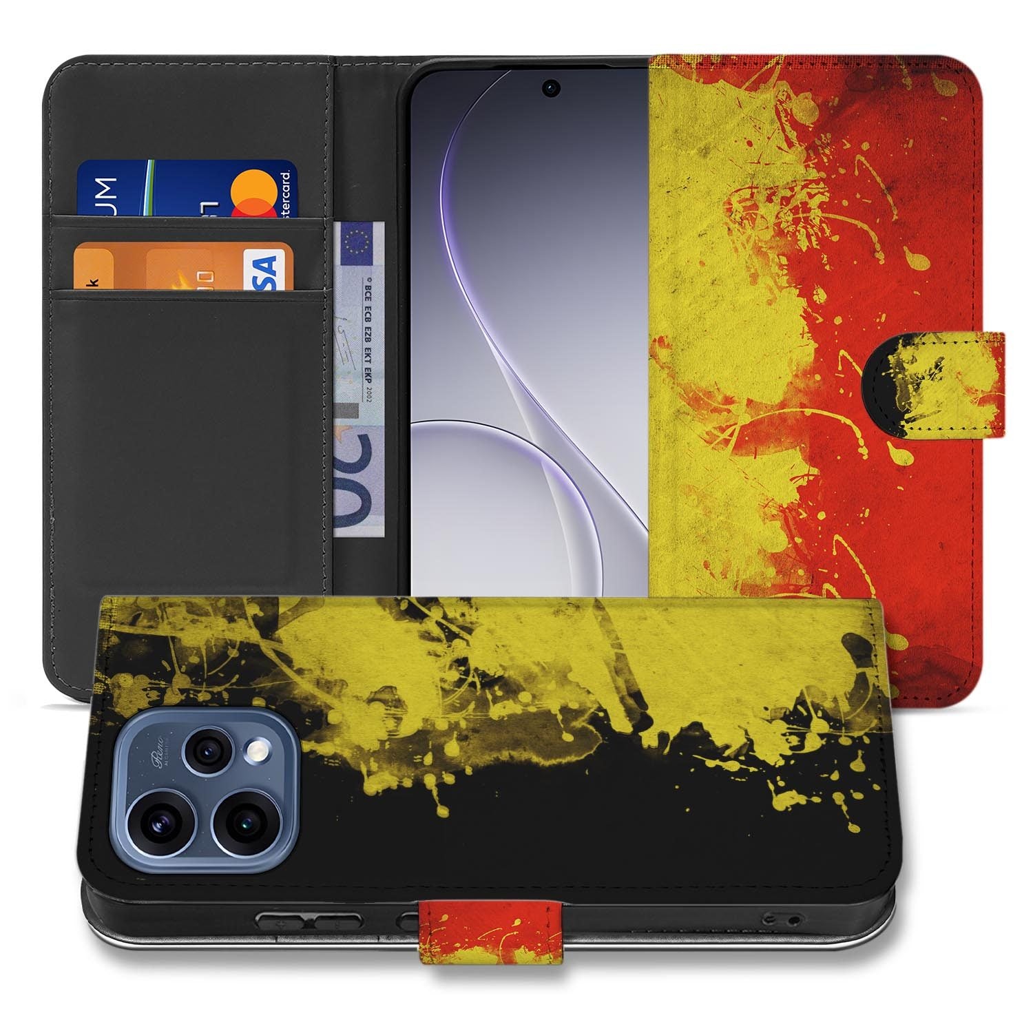 OPPO Reno15 portemonnee hoesje Belgische Vlag â gesloten vooraanzicht