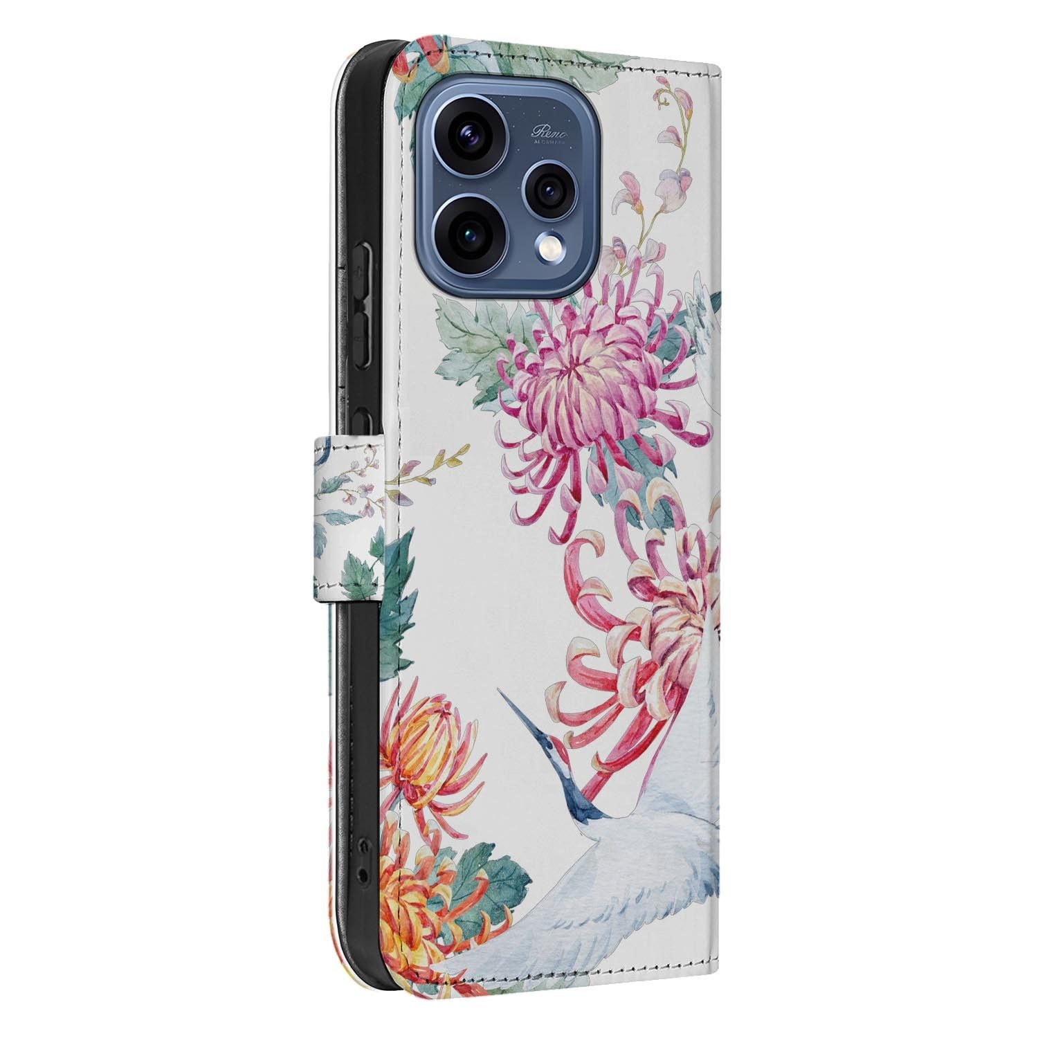 OPPO Reno15 wallet hoesje Bird Flowers â randafwerking en stiksel
