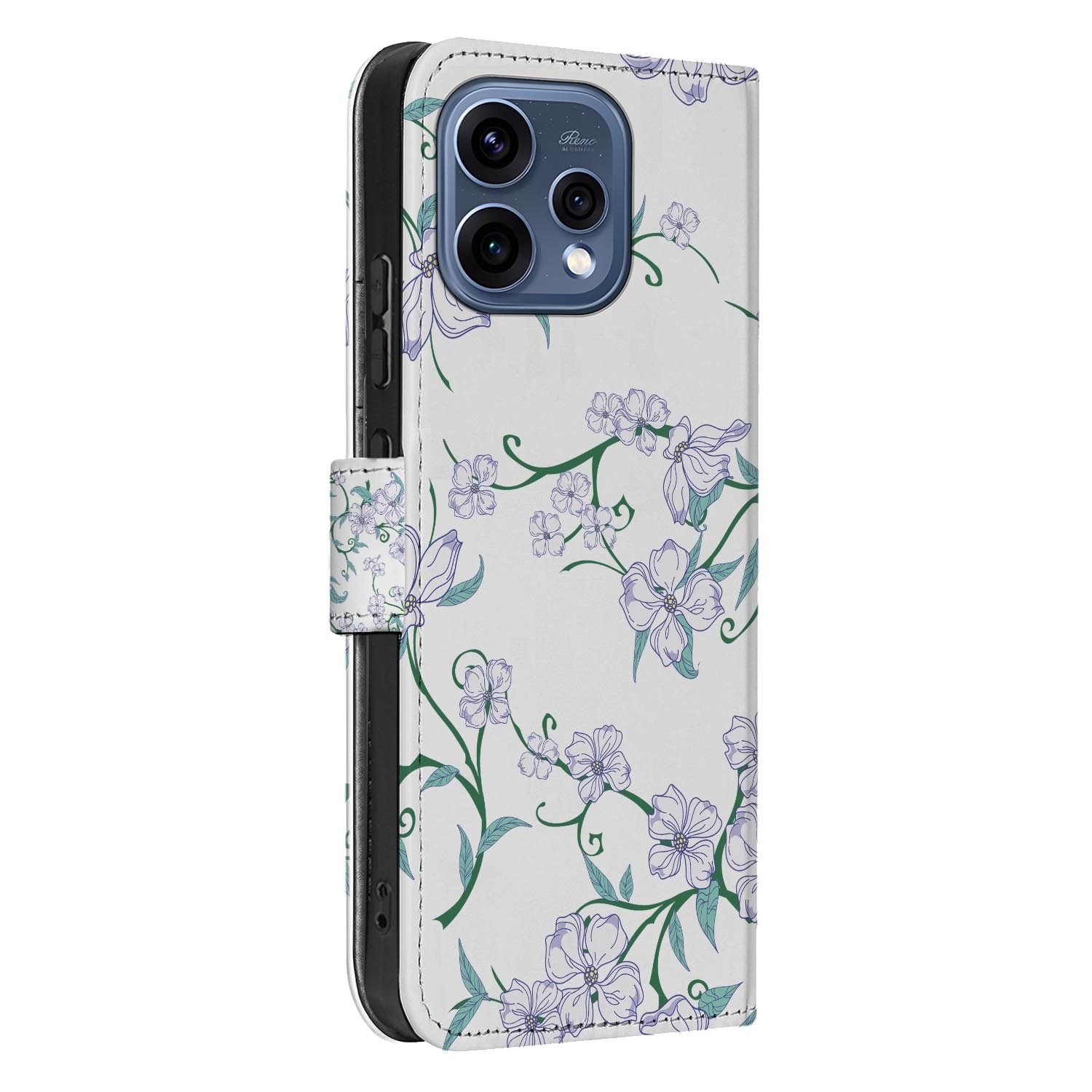 OPPO Reno15 boekhoesje Blossom White â detail van de print