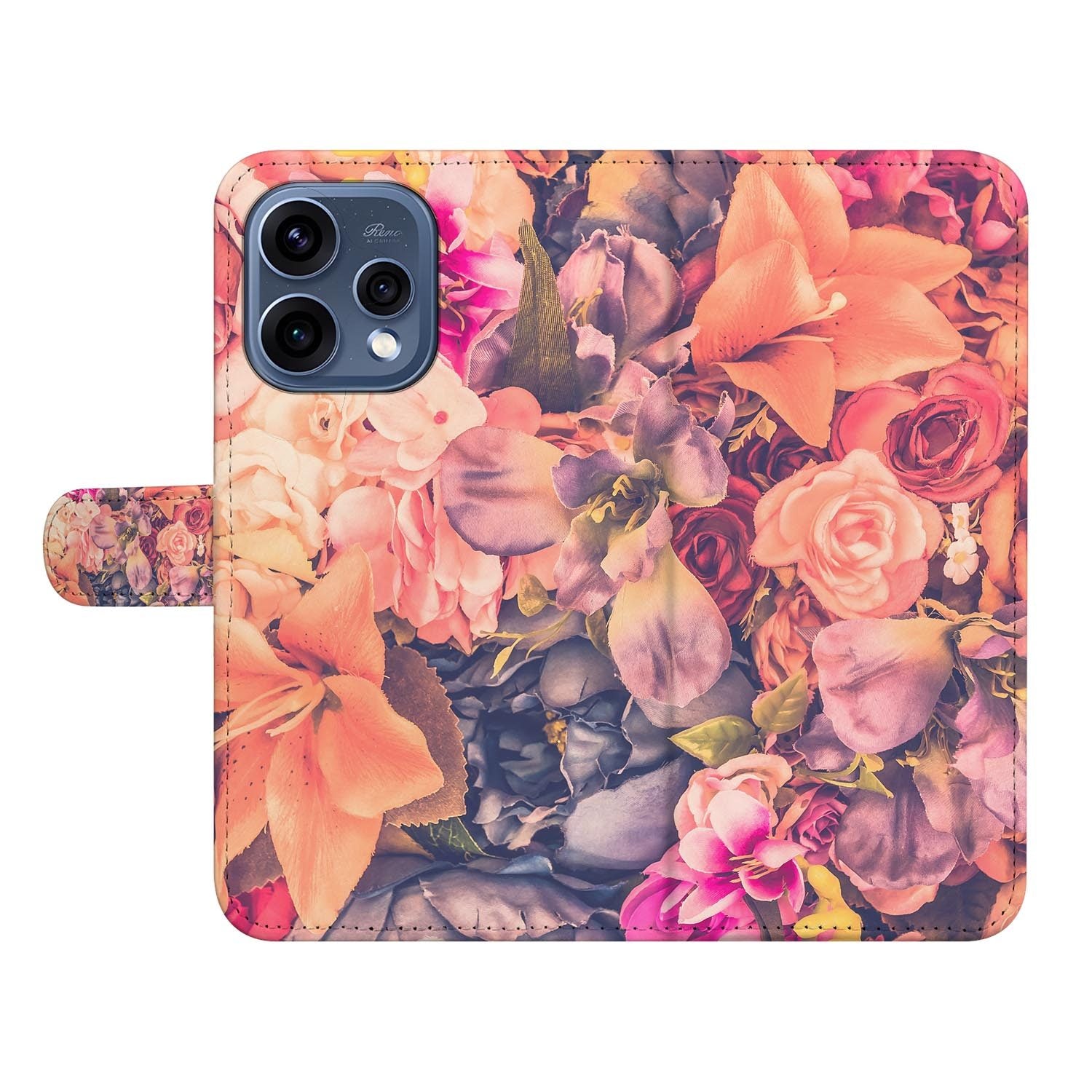 OPPO Reno15 portemonnee hoesje Bosje Bloemen â zijkant met magneetsluiting