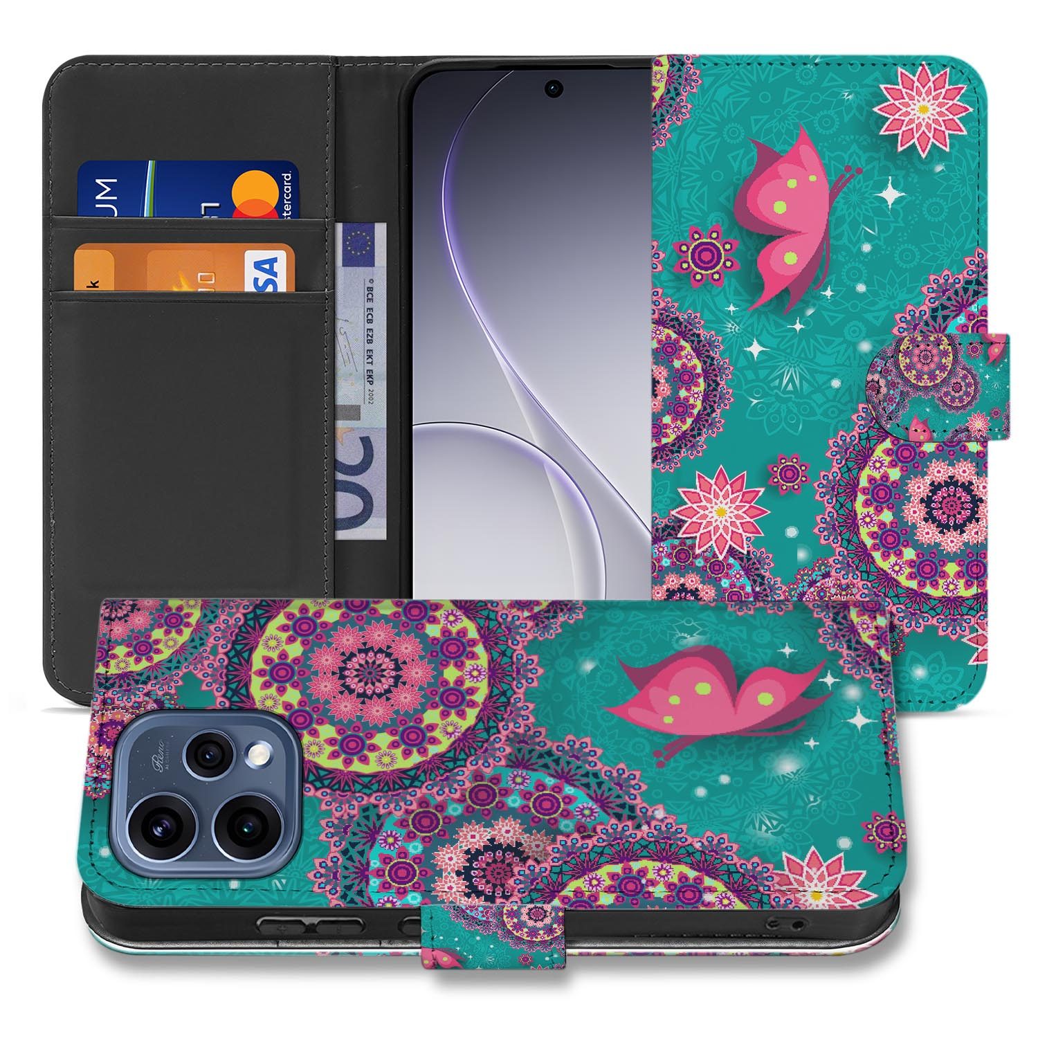 OPPO Reno15 bookcase hoesje Cirkels en Vlinders â print over de volledige klep