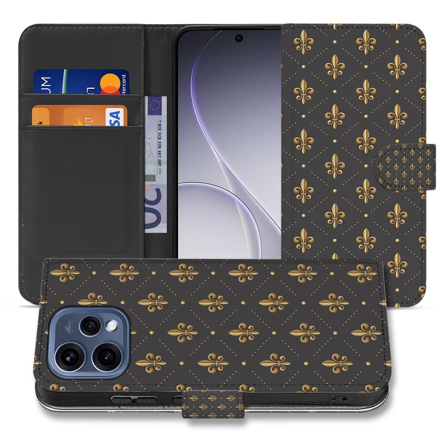 OPPO Reno15 bookcase hoesje Franse Lelie â close-up van het kunstleer