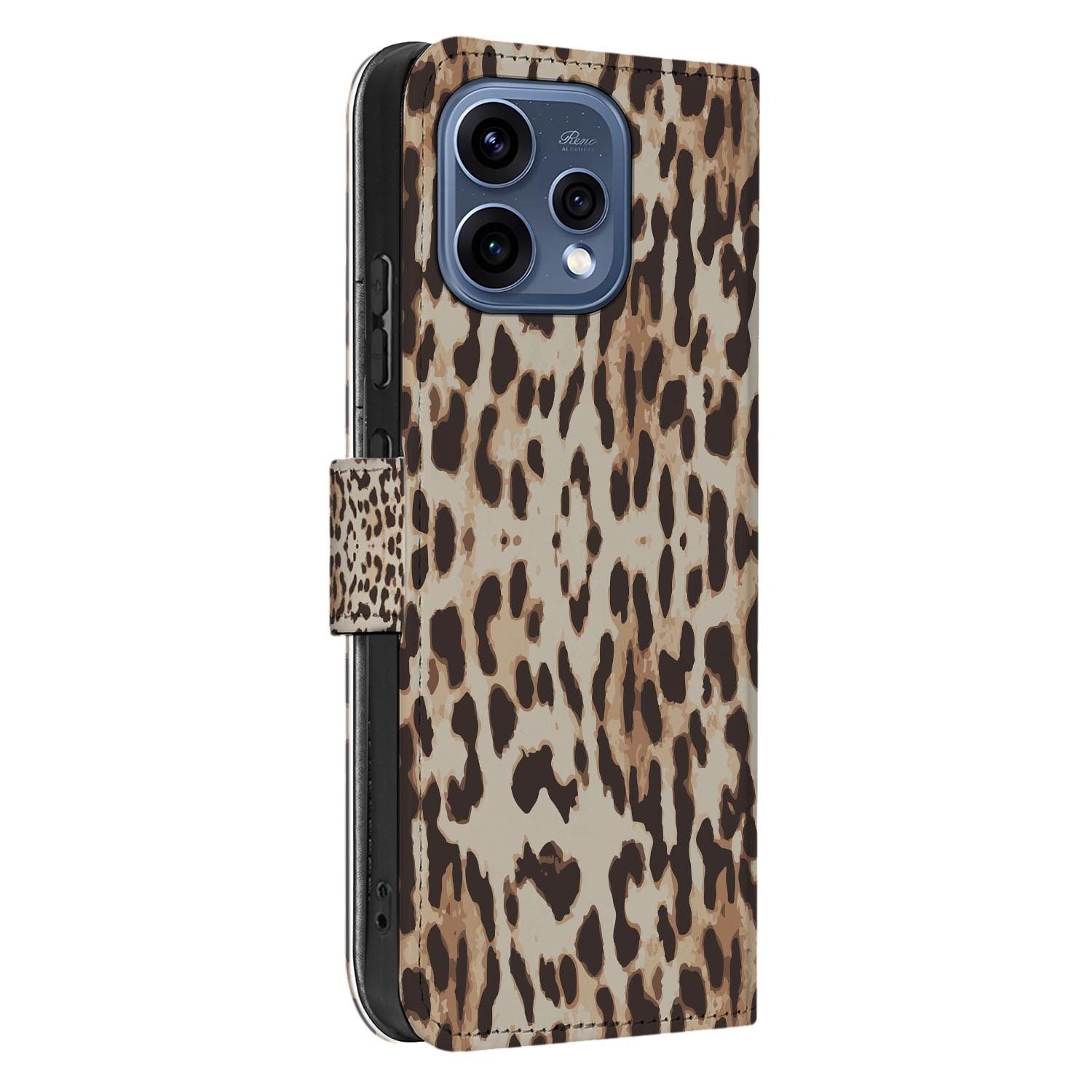OPPO Reno15 hoesje met pasjeshouder Luipaard â bovenaanzicht van de klep