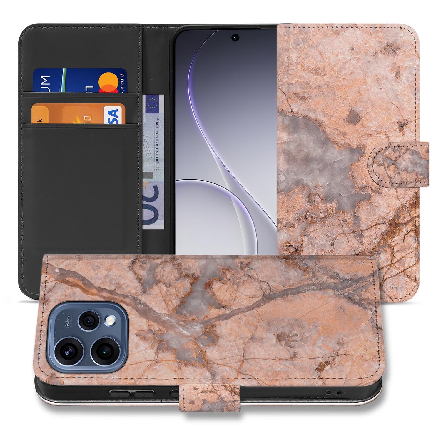 OPPO Reno15 bookcase hoesje Marmer Oranje â hoesje in de hand