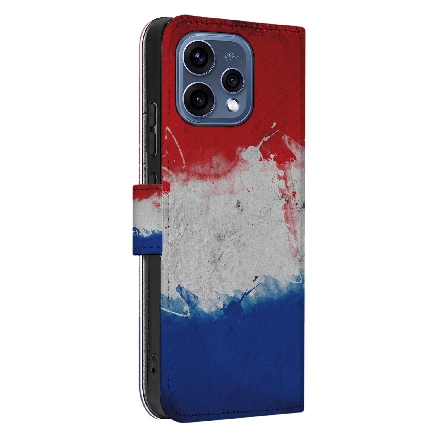 OPPO Reno15 boekhoesje Nederlandse Vlag â close-up van het kunstleer
