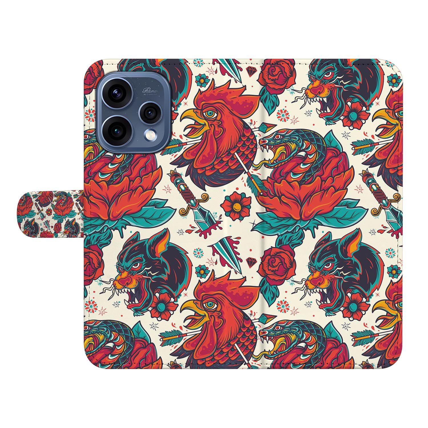 OPPO Reno15 wallet hoesje Old Skool â detail van de print