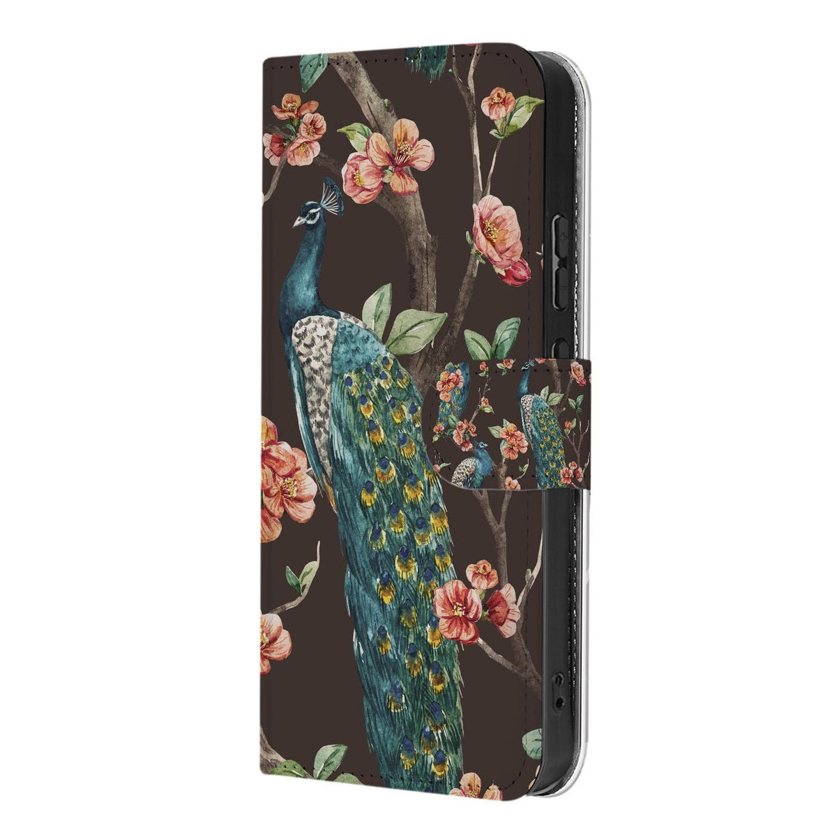 OPPO Reno15 wallet hoesje Pauw met Bloemen â hoesje half opengeklapt