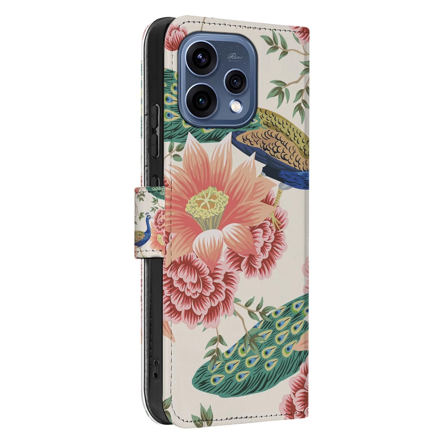OPPO Reno15 bookcase hoesje Pink Peacock â opengeslagen met de pasjesvakken