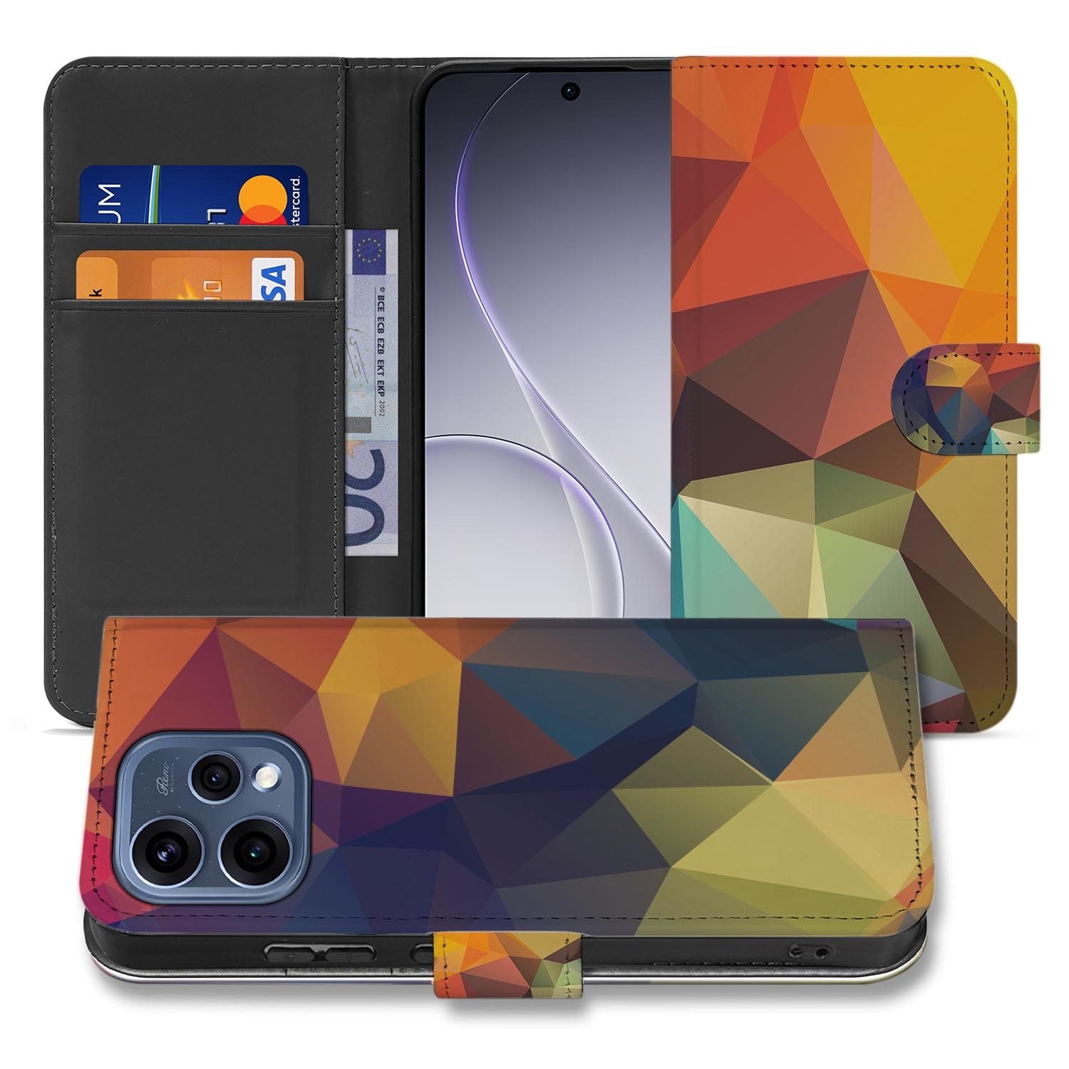OPPO Reno15 book case hoesje Polygon Kleur â randafwerking en stiksel