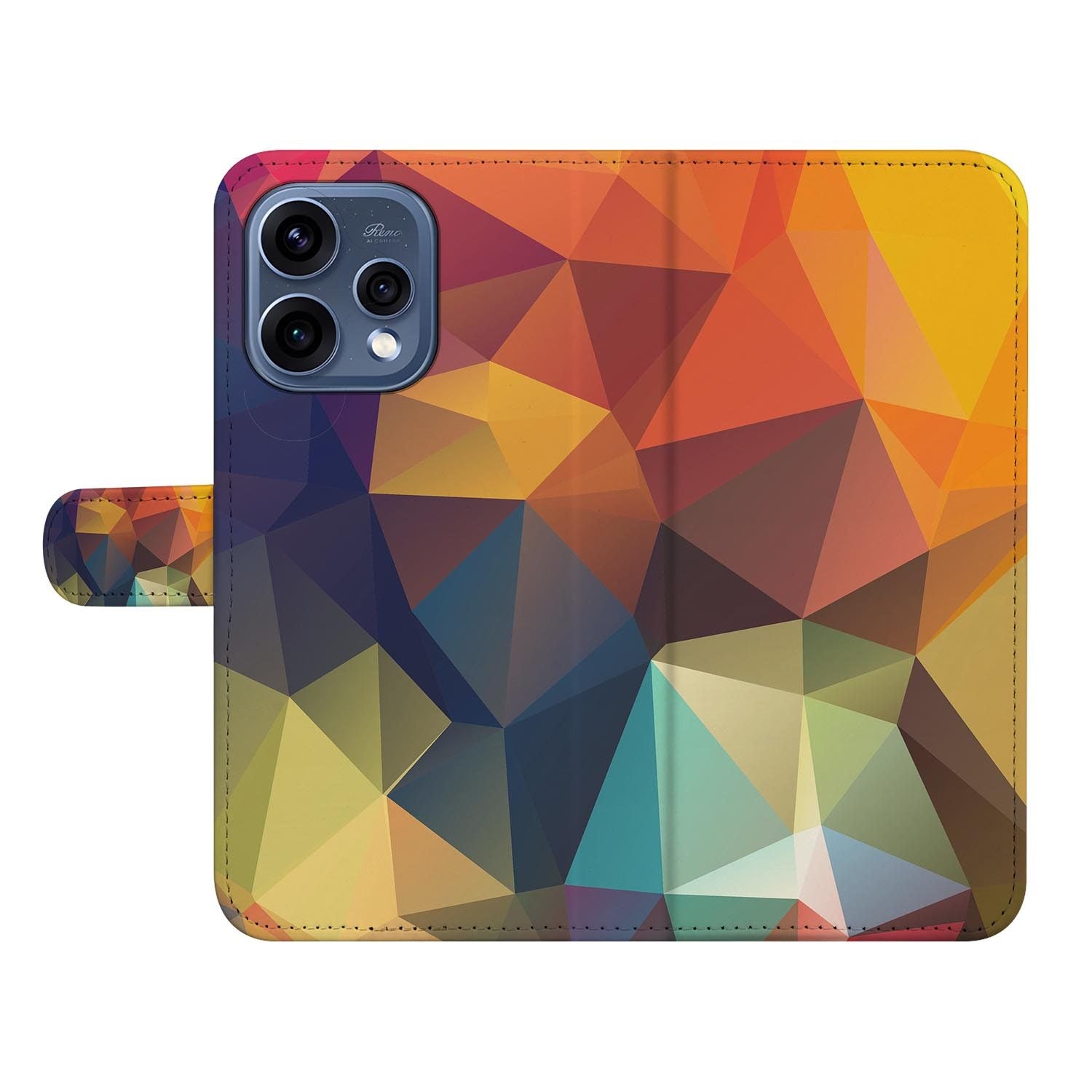 OPPO Reno15 book case hoesje Polygon Kleur â close-up van het kunstleer