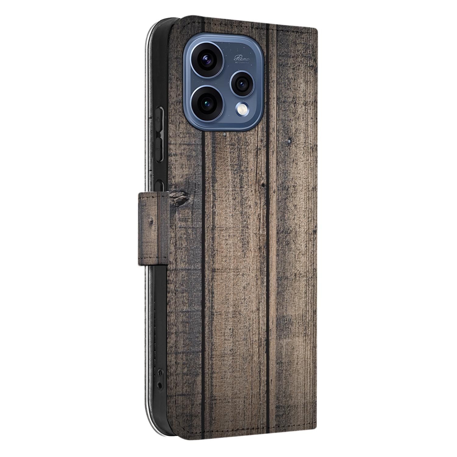Bookcase Hoesje OPPO Reno15 Steigerhout met verweerd steigerhout en zichtbare naden.