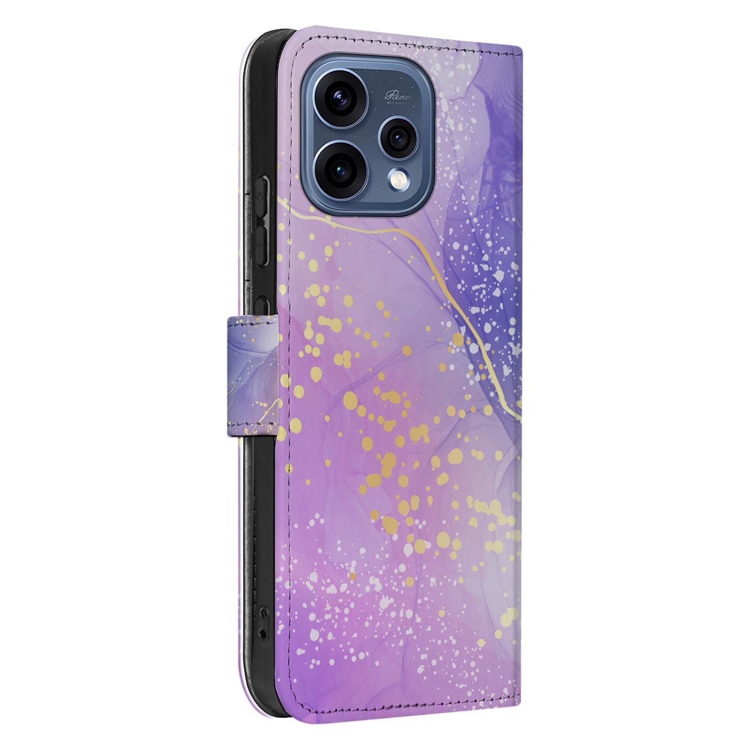 OPPO Reno15 hoesje met pasjeshouder Watercolor Paars â binnenzijde met TPU-houder