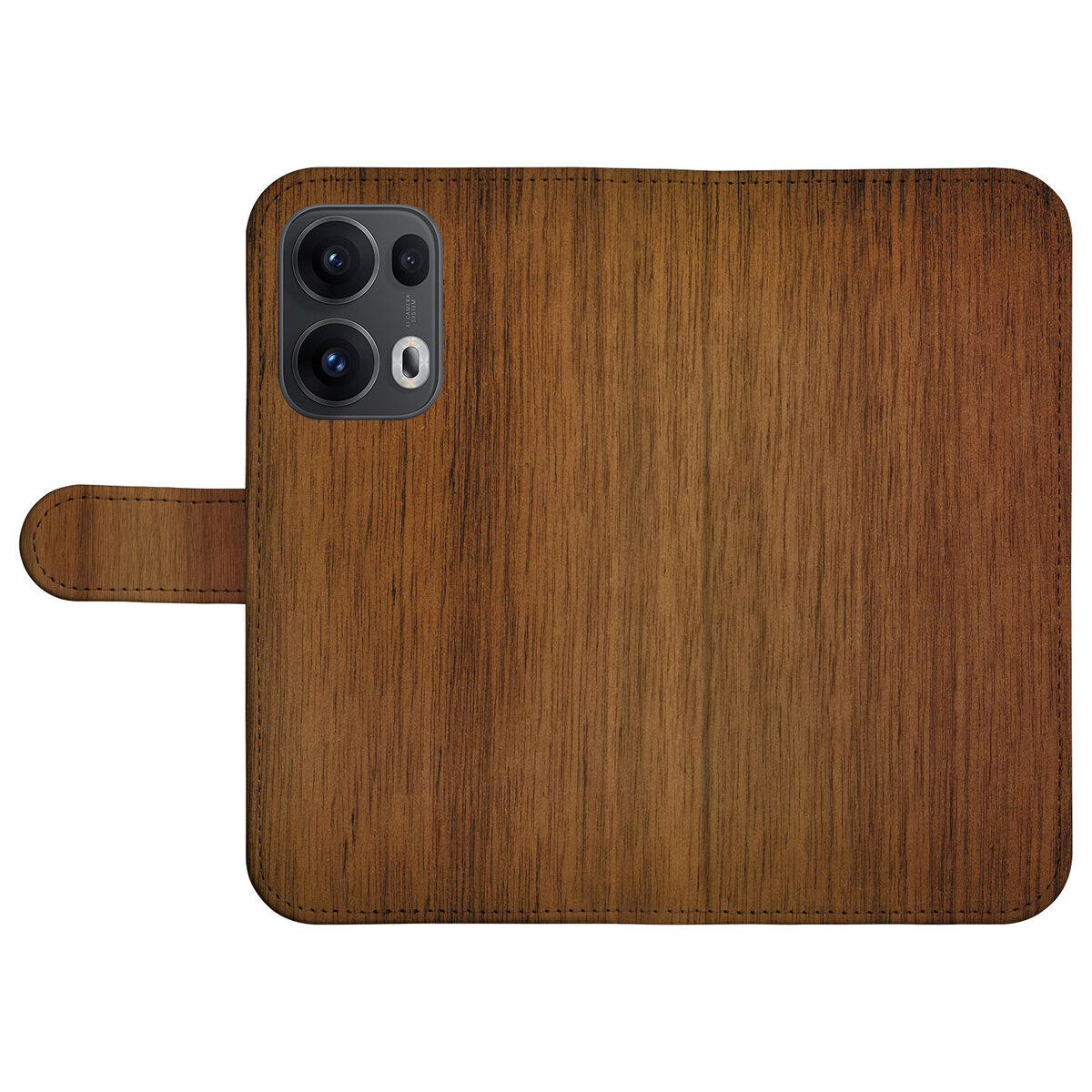 OPPO Reno 13 Pro Book Style Case Donker Hout achterkant houtlook