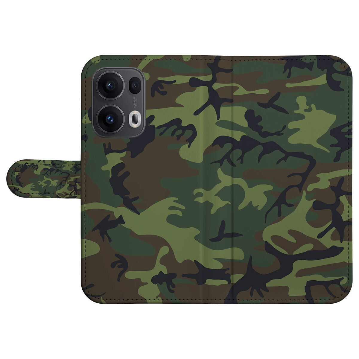 OPPO Reno 13 Pro Telefoon Hoesje Army Dark camouflage design voorkant