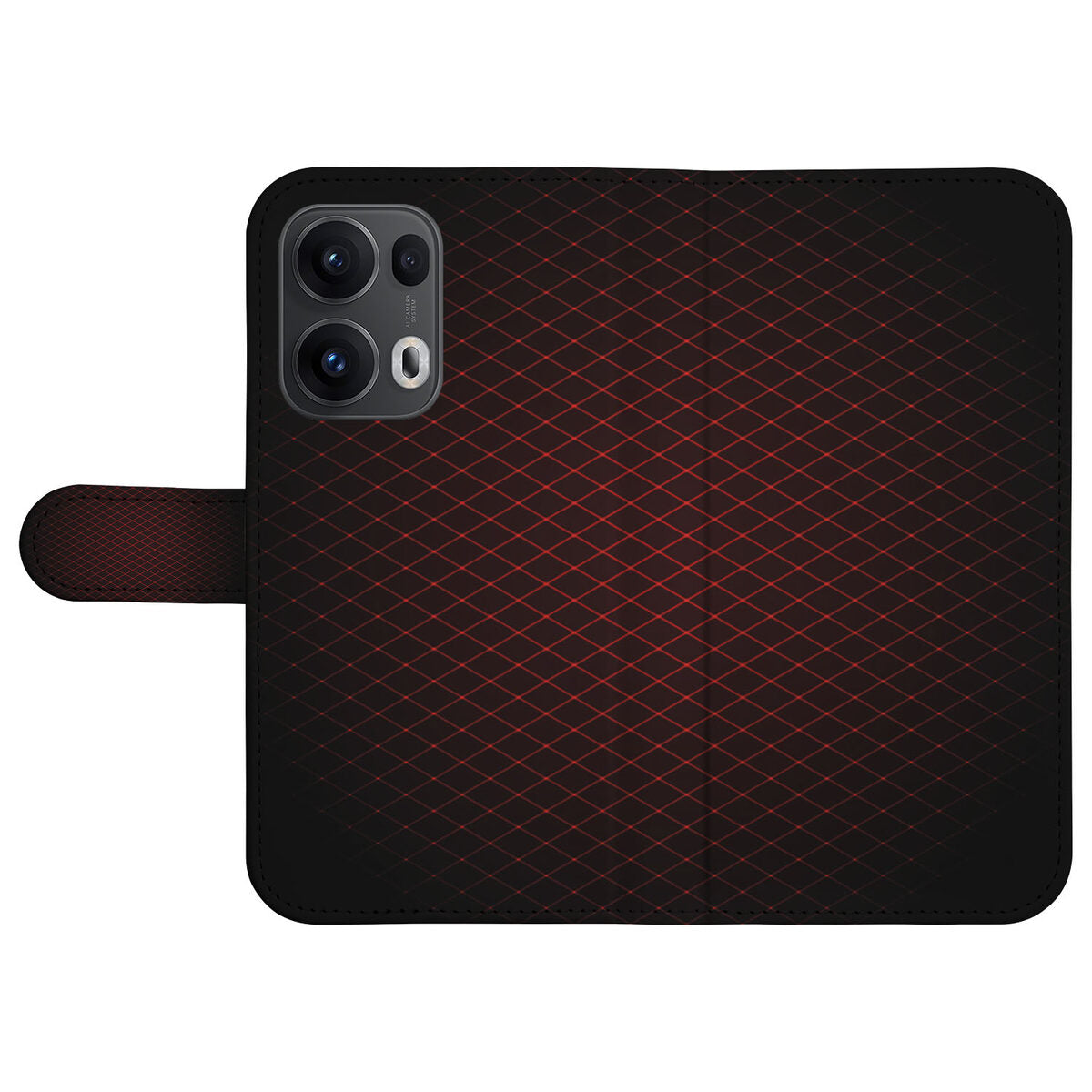 OPPO Reno 13 Pro Telefoon Hoesje Geruit Rood boekhoes design aanzicht
