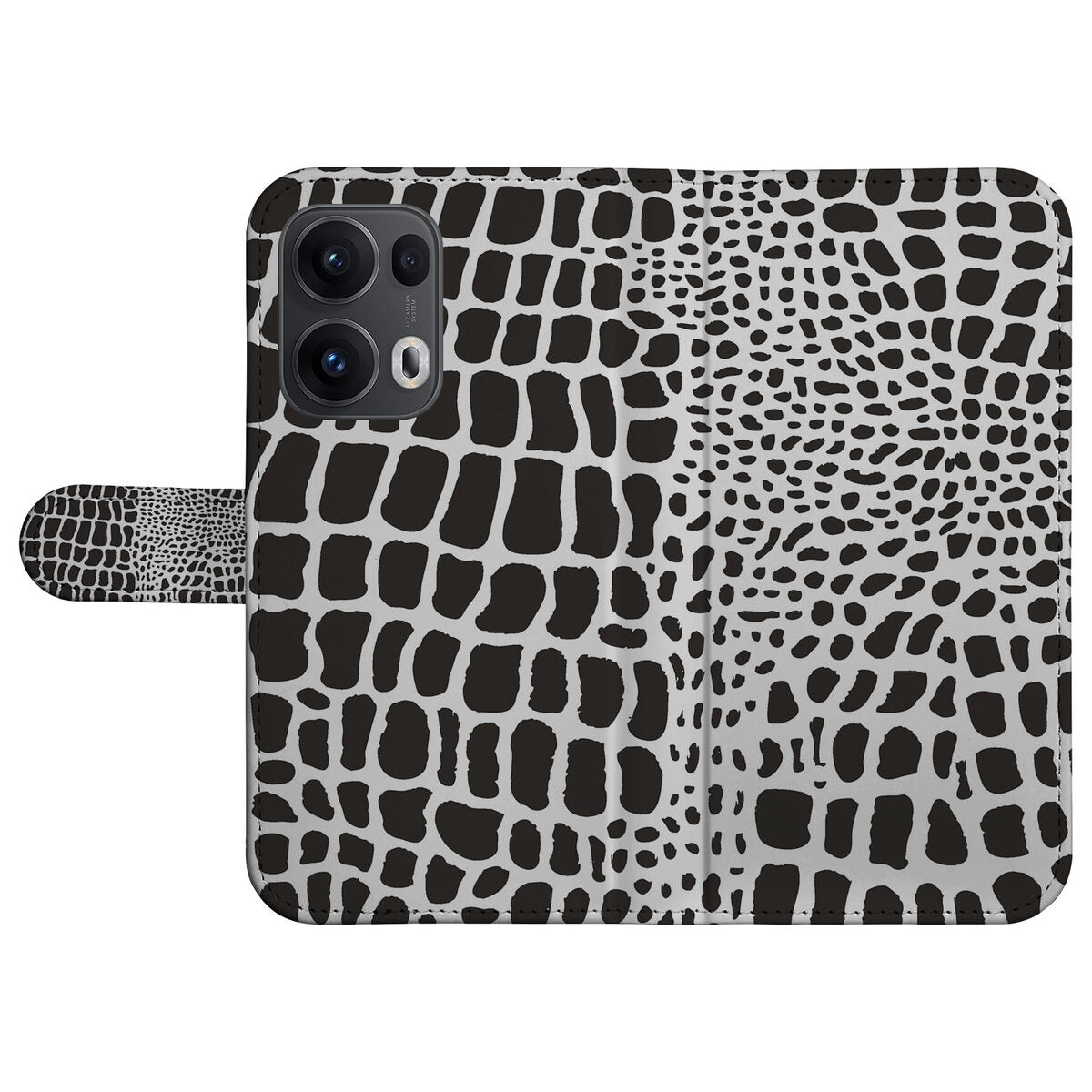 OPPO Reno 13 Pro Telefoonhoesje met Pasjes Slangenprint design slangenprint aanzicht