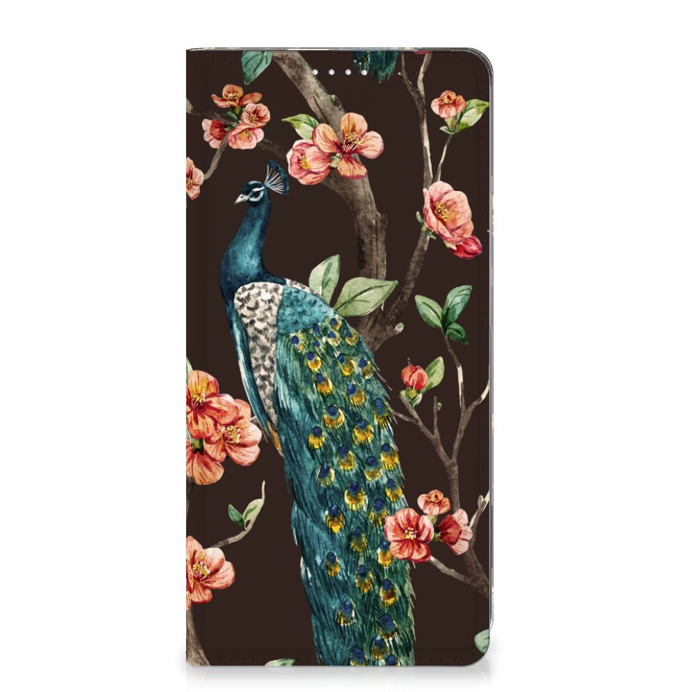 OPPO Reno10 10 Pro Hoesje maken Pauw met Bloemen pauw bloemen design voorkant