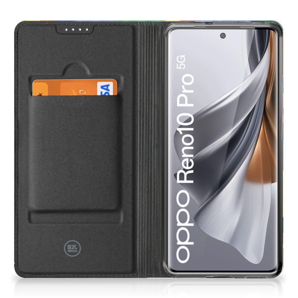 OPPO Reno10 | 10 Pro Hoesje met Magneet Blokken design hoesje aanzicht binnenzijde met vakje