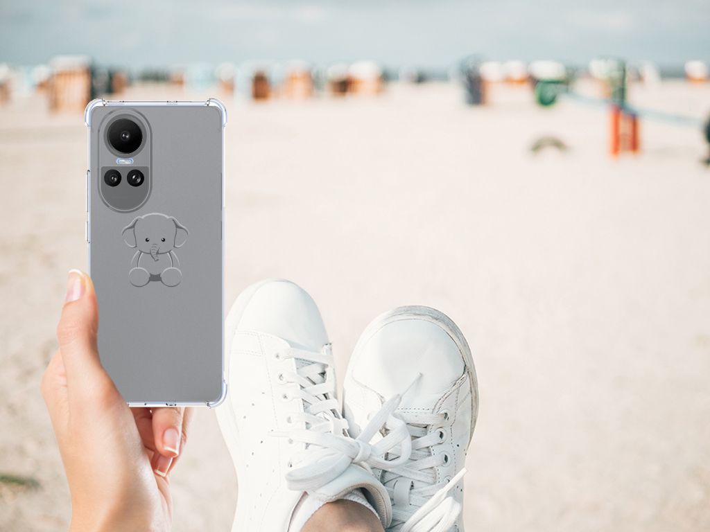 OPPO Reno10 | 10 Pro Stevig Bumper Hoesje Grijs Baby Olifant B2C Telecom