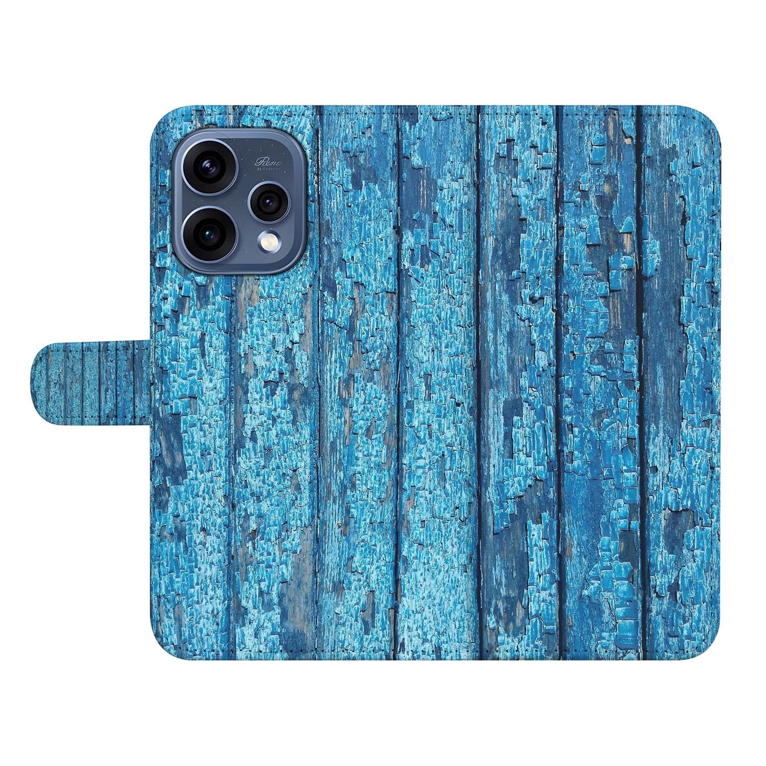 OPPO Reno15 bookcase hoesje Blauw Hout â binnenzijde met TPU-houder