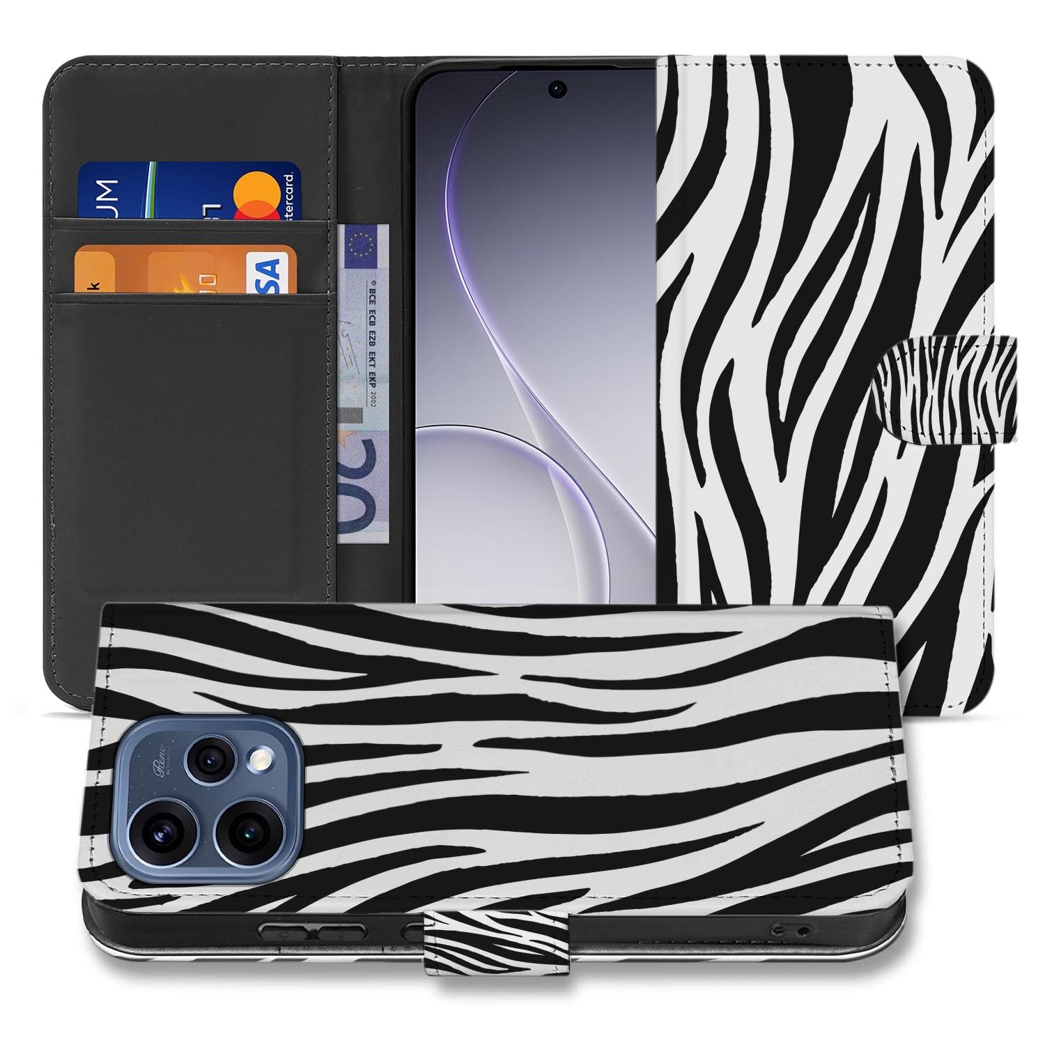 OPPO Reno15 wallet hoesje Zebra â hoesje half opengeklapt