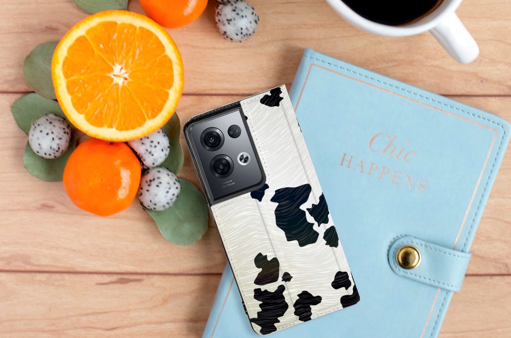 OPPO Reno8 Pro Hoesje maken Koeienvlekken telefoonhoesje koeienvlekken bovenaanzicht