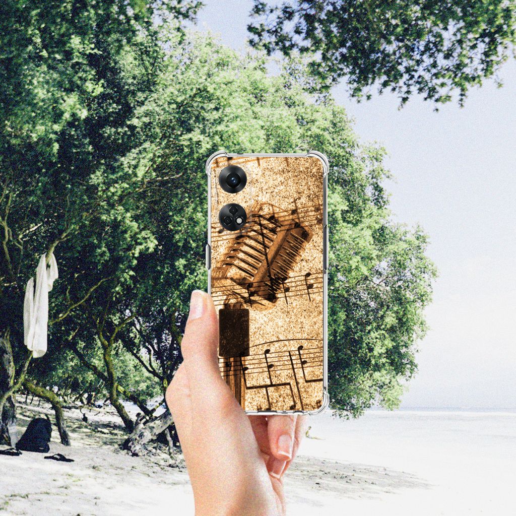 OPPO Reno8 T 4G Anti-shock Hoesje met foto Bladmuziek hand aarde strand