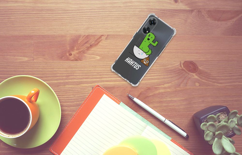 OPPO Reno8 T 4G Stevig Bumper Hoesje Cactus Poo bovenaanzicht telefoonhoesje