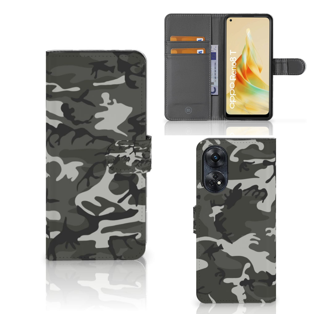 OPPO Reno8 T 4G Telefoon Hoesje Army Light met camouflageprint voor unieke uitstraling en optimale bescherming.