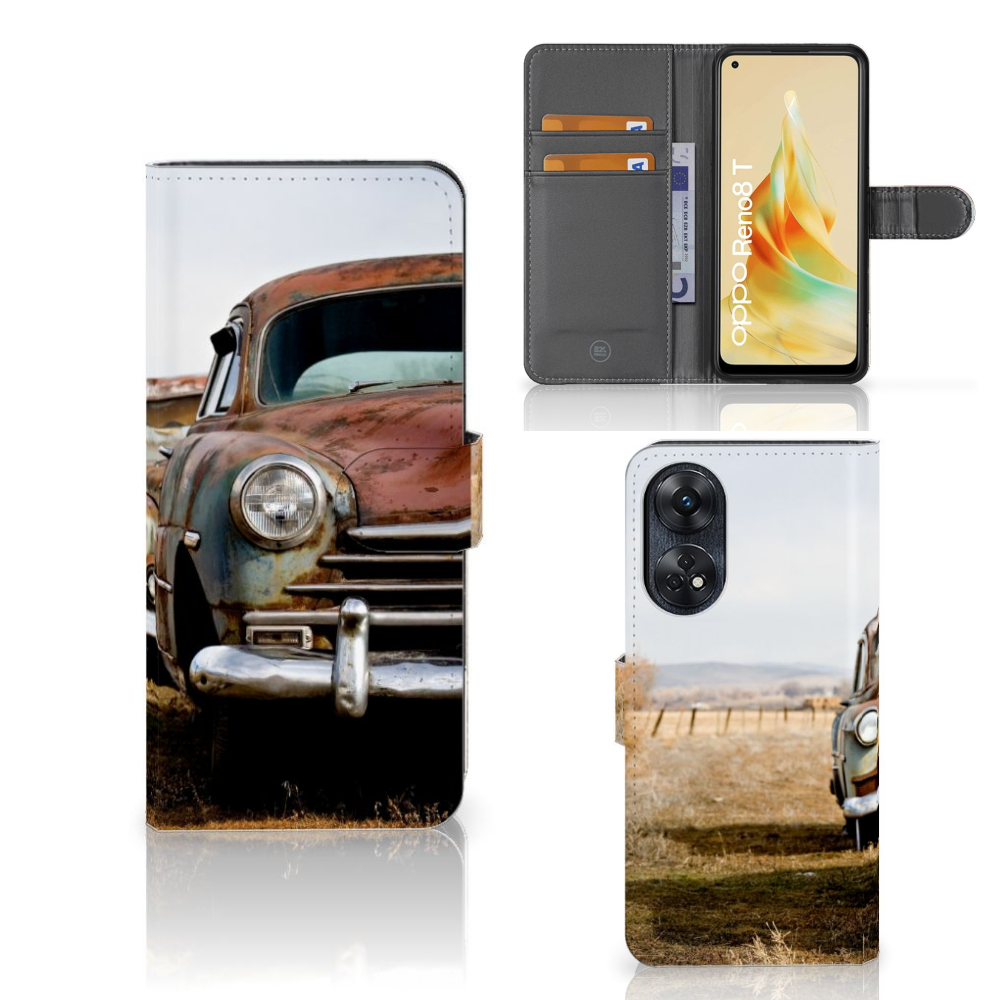 OPPO Reno8 T 4G Telefoonhoesje met foto Vintage Auto design vintage auto aanzicht
