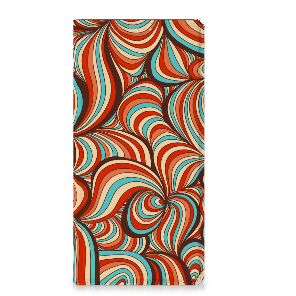 OPPO Reno8 T 5G Bookcase Retro met kleurrijke retro swirl design, perfect als cadeau voor gebruiksgemak en bescherming.