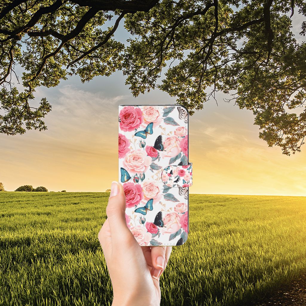 OPPO Reno8 T 5G Hoesje Butterfly Roses bloemen vlinders hand natuur