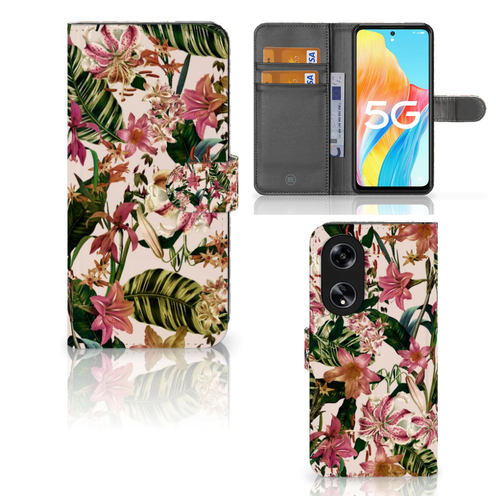OPPO Reno8 T 5G Hoesje Flowers hoesje bloemen design voorkant