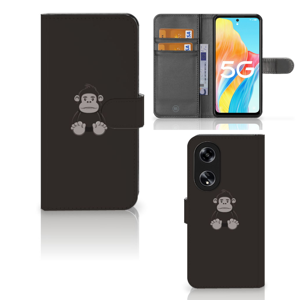 OPPO Reno8 T 5G Leuk Hoesje Gorilla flipcase met gorilla design voorkant achterkant