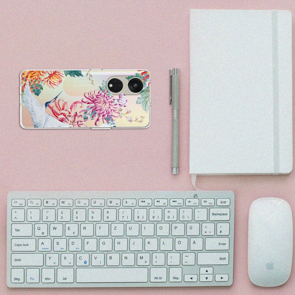 OPPO Reno8 T 5G TPU Hoesje Bird Flowers